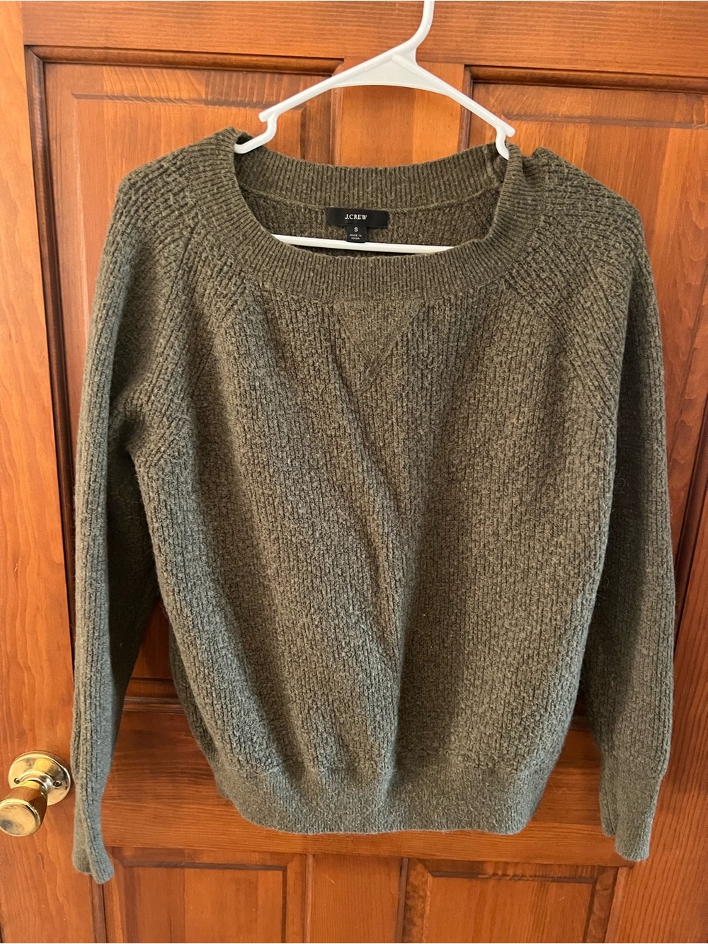J. Crew Olive Ribbed Crewneck Sweater